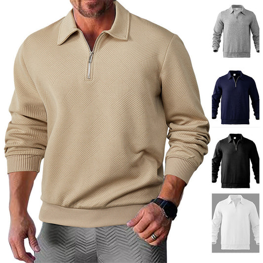 Men's Stylish Quarter-Zip Sweater with Textured Design for Casual and Formal Wear