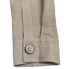 Men's Casual Linen Embroidered Lapel Loose Long Sleeve Shirt 13095416M