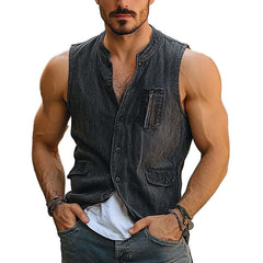Men's Vintage Denim Single Breasted Vest MTA1781C8X