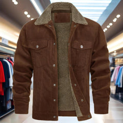 Winter-Ready Corduroy Jacket With Faux Fur Lining For Men