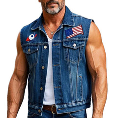 Men's Simple Patch Denim Vest MTA1816C5P