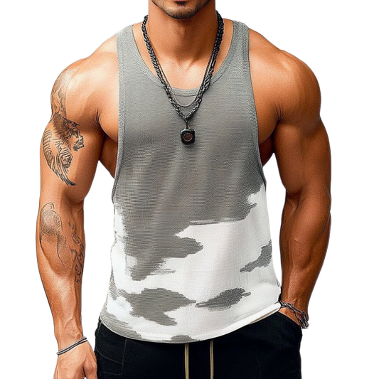 Men's Casual U-neck Slim Fit Jacquard Knitted Tank Top MTA2518C9M