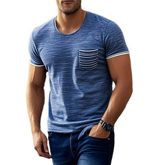 Men's Casual Cotton Blend Round Neck Pocket Short Sleeve T-Shirt MTA2004C2X