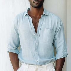 Men's Solid Color Simple Casual Long Sleeve Shirt MTA1732C8P