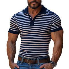 Men's Horizontal Striped Slim Fit Short-Sleeved Polo Shirt MTA2181C4P