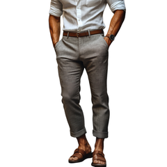 Men's Casual Comfortable Cotton Linen Slim Fit Suit Pants MTA3142C3M