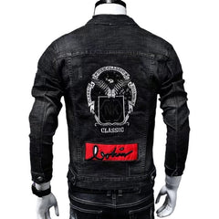 Stylish Men's Denim Jacket with Unique Embroidery and Patches - Perfect for Casual and Trendy Looks