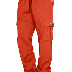 Orange Cargo Jogger Pants With Side Pockets - Perfect For Casual And Outdoor Activities
