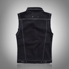 Stylish Denim Vest with Embroidered Patches for Men - Perfect for Casual and Outdoor Adventures