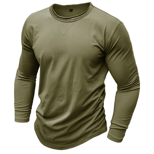 Men's Olive Green Long Sleeve T-Shirt - Stylish And Comfortable For Everyday Wear