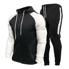 Men's Contrast Color Hooded Sweatshirt And Casual Pants Set 52108336U