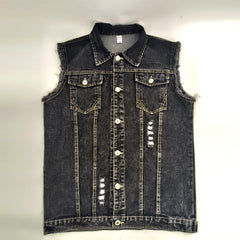 Vintage Route 66 Denim Vest for Motorcycle Enthusiasts