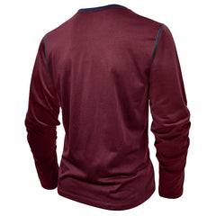 Men's Casual Cotton Blend Henley Neck Slim Fit Long Sleeve T-Shirt 76589210M