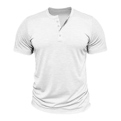 Men's Classic American Vintage Henley Collar Suede Short Sleeve T-Shirt 18517480K