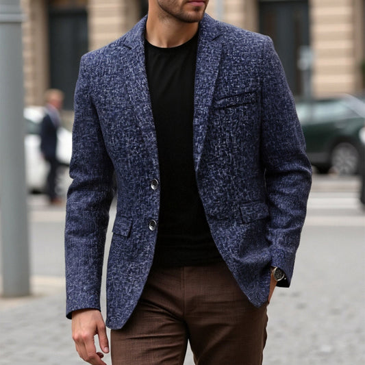 Men's Vintage Herringbone Notch Lapel Single Breasted Blazer 66457469M