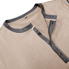 Men's Casual Cotton Blend Henley Neck Slim Fit Long Sleeve T-Shirt 76589210M