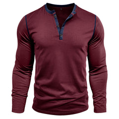 Men's Casual Cotton Blend Henley Neck Slim Fit Long Sleeve T-Shirt 76589210M