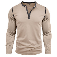 Men's Casual Cotton Blend Henley Neck Slim Fit Long Sleeve T-Shirt 76589210M