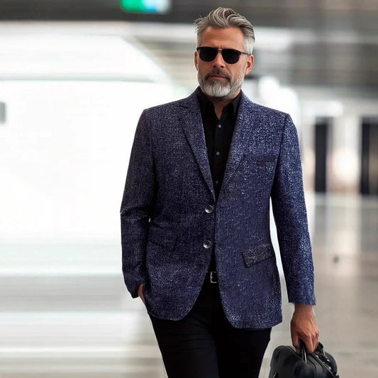 Men's Vintage Herringbone Notch Lapel Single Breasted Blazer 66457469M