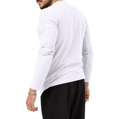 Men's Casual Cotton Blend Henley Neck Slim Fit Long Sleeve T-Shirt 19519557M