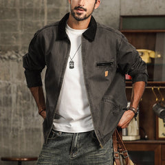 Stylish Men's Jacket with Zippered Pockets and Collar Design for Casual Wear