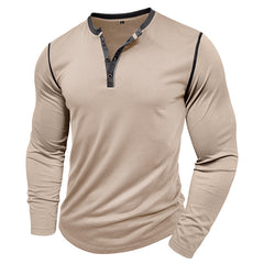 Men's Casual Cotton Blend Henley Neck Slim Fit Long Sleeve T-Shirt 76589210M