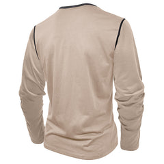 Men's Casual Cotton Blend Henley Neck Slim Fit Long Sleeve T-Shirt 76589210M