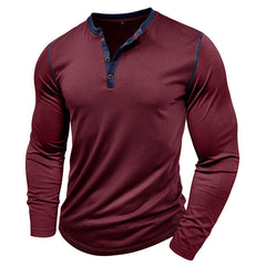 Men's Casual Cotton Blend Henley Neck Slim Fit Long Sleeve T-Shirt 76589210M