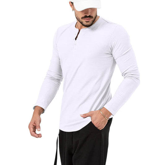 Men's Casual Cotton Blend Henley Neck Slim Fit Long Sleeve T-Shirt 19519557M