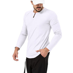 Men's Casual Cotton Blend Henley Neck Slim Fit Long Sleeve T-Shirt 19519557M