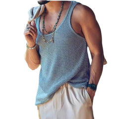 Men's Casual Solid Color Knitted Tank Top 55936533Y