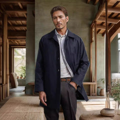 Stylish Men's Long Trench Coat for Modern Gentlemen