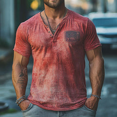 Men's Tie-dye Gradient Print V-neck Short-sleeved T-shirt 74682336P