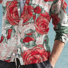 Men's Floral Print Lapel Long Sleeve Shirt MTA0126D5X