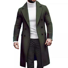 Men's Double-breasted Solid Color Mid-length Coat 75578376X