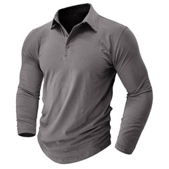 Men's Stylish Long Sleeve Polo Shirt - Perfect For Casual And Formal Wear