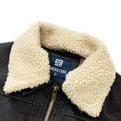 Men's Casual Plush Lapel Leather Jacket 18414490Y