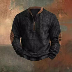 Stylish Cable Knit Quarter-Zip Sweater For Men - Perfect For Casual And Outdoor Wear