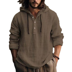 Stylish Hooded Henley Shirt for Men - Perfect for Casual and Outdoor Adventures