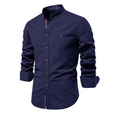 Men's Cotton And Linen Casual Solid Color Long-sleeved Shirt 77932648X