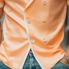 Men's Spring And Summer Fashion Slim Lapel Double-Breasted Tencel Cotton Short-Sleeved Shirt MTA0788D8K