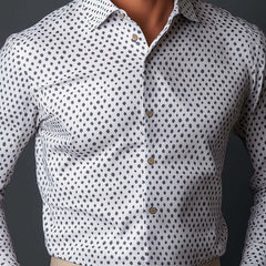 Men's Business Slim Fit Long Sleeve Printed Shirt MTA2815C4P