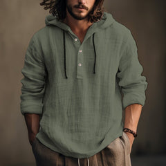 Stylish Hooded Henley Shirt for Men - Perfect for Casual and Outdoor Adventures