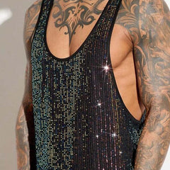 Men's Sequin Crew Neck Tank Top MTA2860C0X
