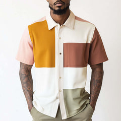 Men's Stylish Contrast Print Short Sleeve Shirt MTA2561C4P