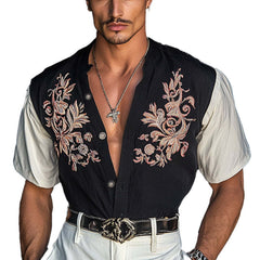 Men's Contrast Embroidered Short Sleeve Shirt MTA2580C6X