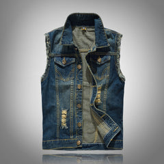 Men's Denim Vest Large Size Motorcycle Casual Vest