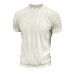 Men's Casual Round Neck Textured Short Sleeve T-Shirt MTA0112D7X