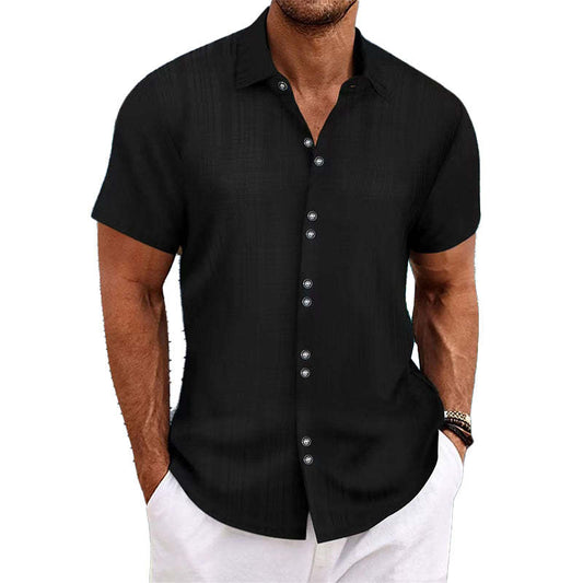 Men's Solid Color Textured Short Sleeve Shirt MTA1857C8X