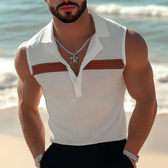 Men's Summer Fashion Polo Neck Textured Tank Top MTA0839D5U